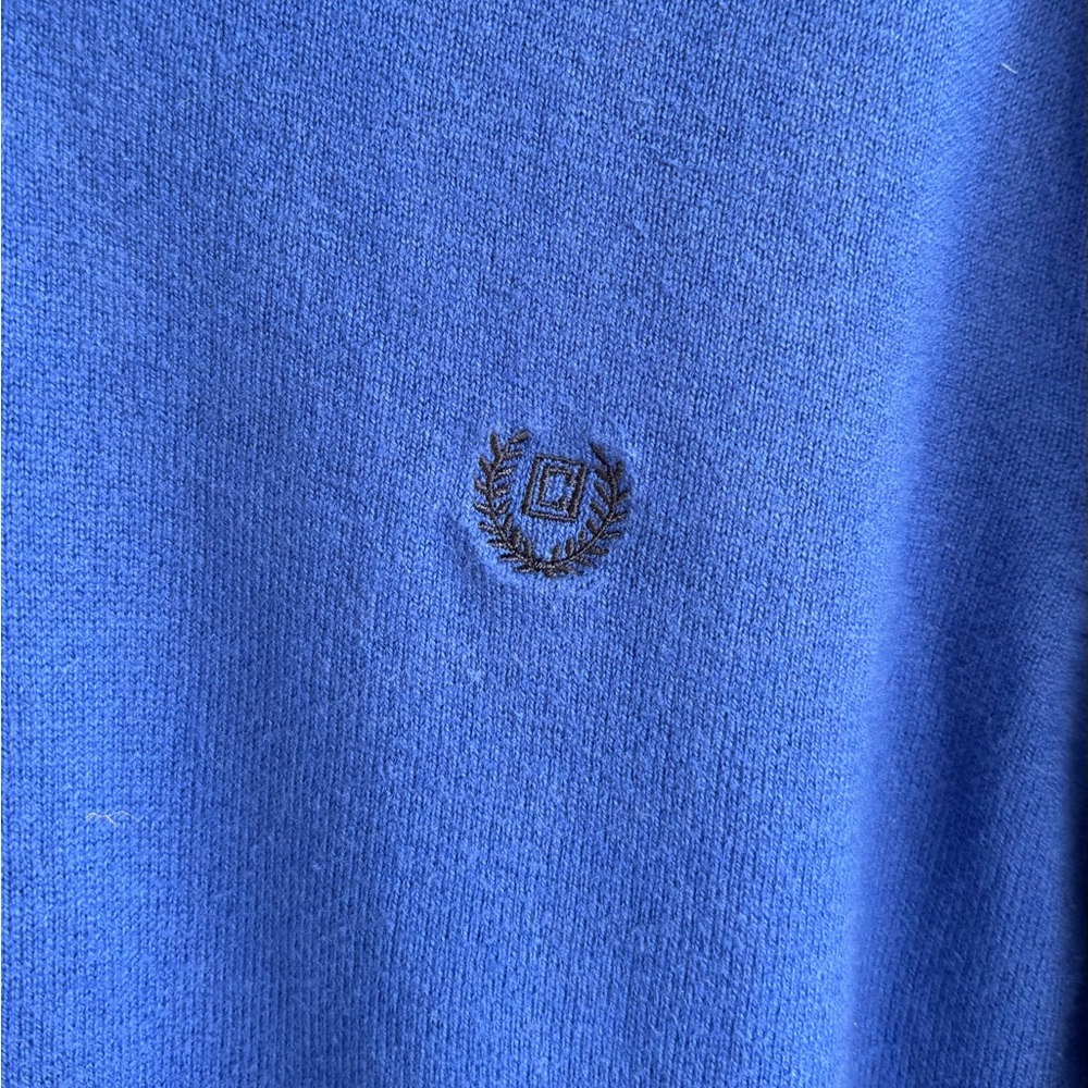 Chaps Men’s Blue Cotton Cashmere Sweater pullover V-neck preppy style Size L - Picture 2 of 4